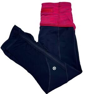 Lululemon Run For Your Life Crop Size 2 Running Leggings Deep Coal Space Red